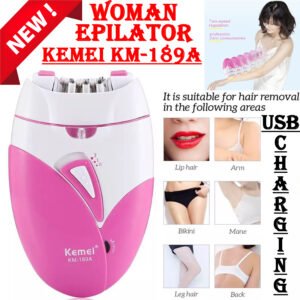 Original KEMEI KM 189A Rechargeable Ladies Epilator Shaver - Full Body Women’s Facial Hair Remover - Professional Electric Female Shaving machine